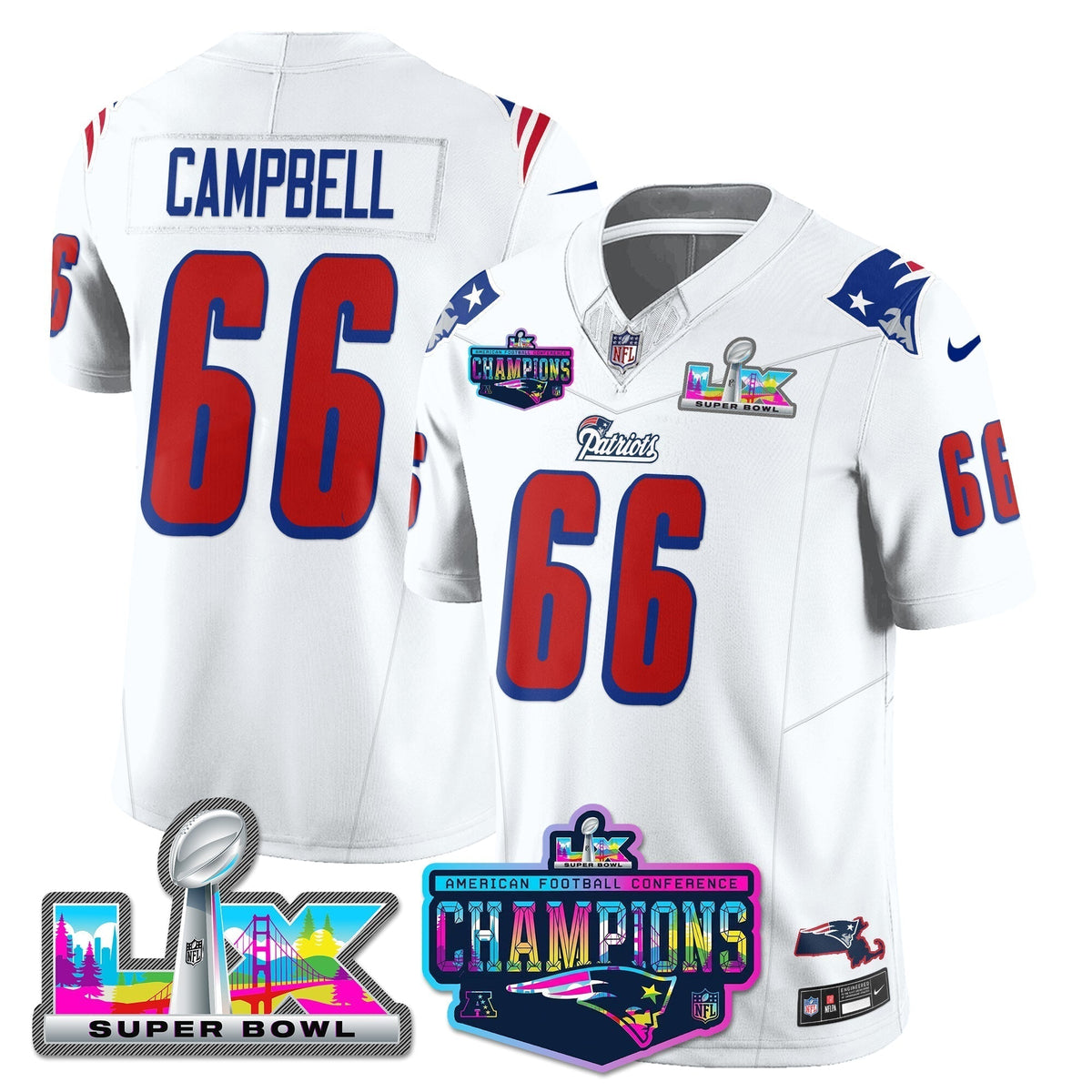 NE 1996 Throwback Limited Vapor Jersey - 2025 AFC Champions Limited Patch - Stitched