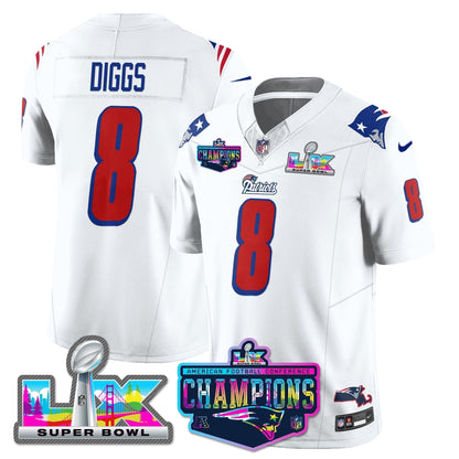 NE 1996 Throwback Limited Vapor Jersey - 2025 AFC Champions Limited Patch - Stitched
