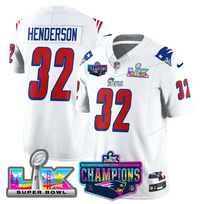 NE 1996 Throwback Limited Vapor Jersey - 2025 AFC Champions Limited Patch - Stitched