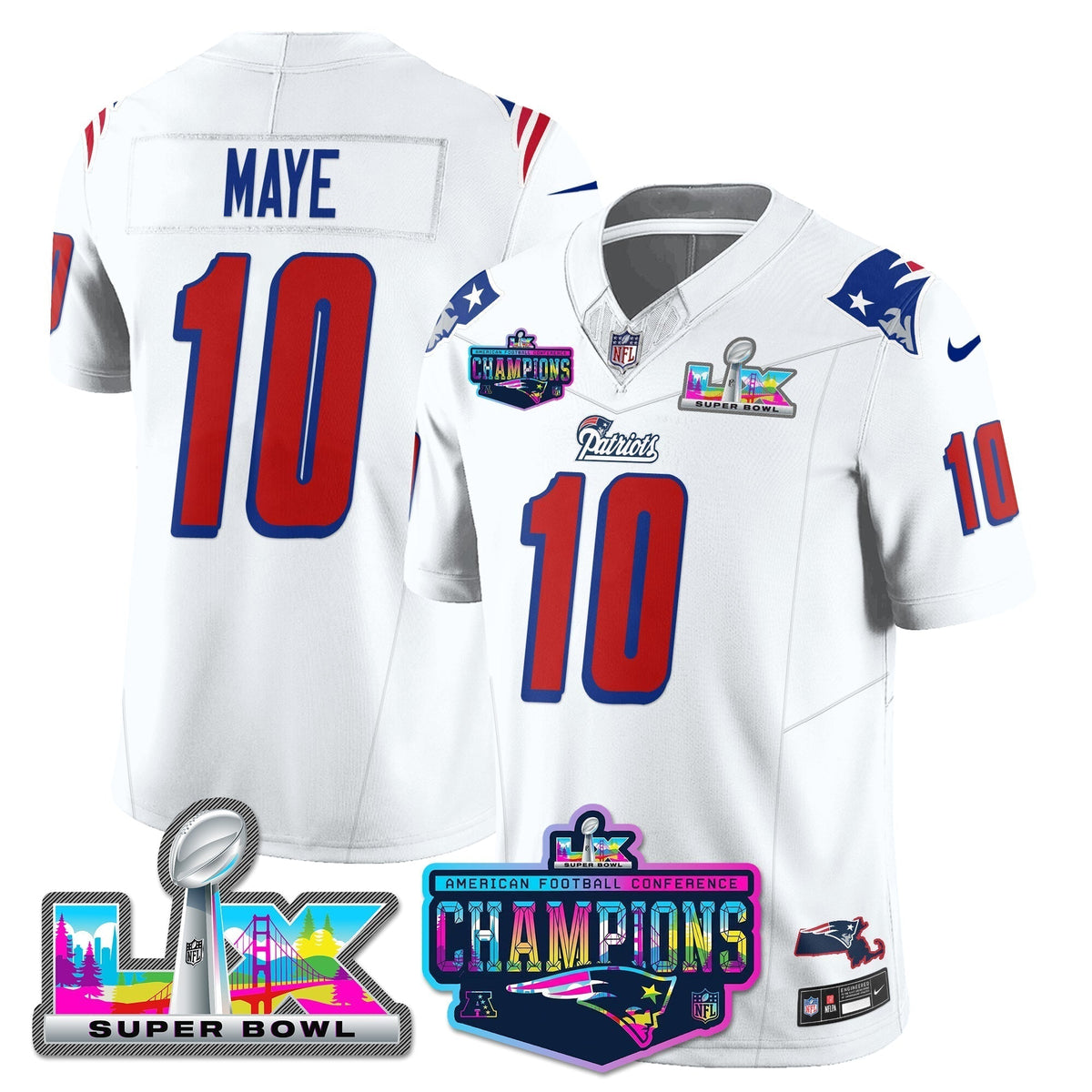 NE 1996 Throwback Limited Vapor Jersey - 2025 AFC Champions Limited Patch - Stitched