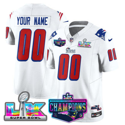 Custom NE 1996 Throwback Limited Vapor Jersey - 2025 AFC Champions Limited Patch - Stitched