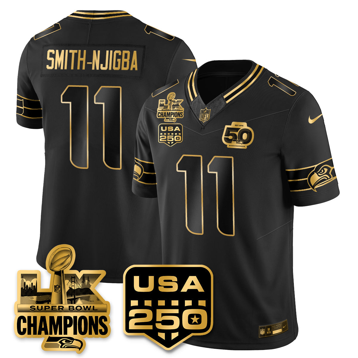 SEA S.Bowl LX & 50th Patch Champions Vapor Limited Jersey - Stitched -DMQ