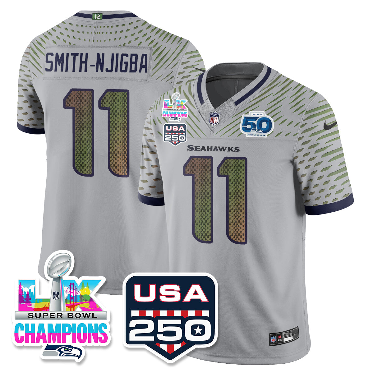 SEA SBLX Champs & US 250th Patch Vapor Limited Jersey - Stitched