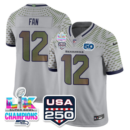 SEA S.Bowl LX & 50th Patch Champions Vapor Limited Jersey - Stitched -DMQ