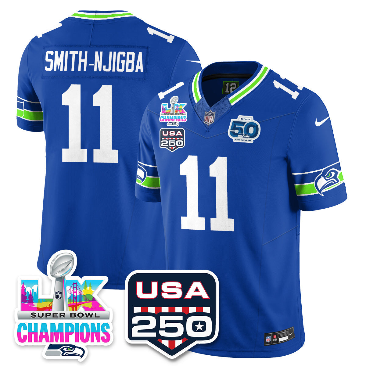 SEA Super Bowl LX Champions Jersey - Stitched N1