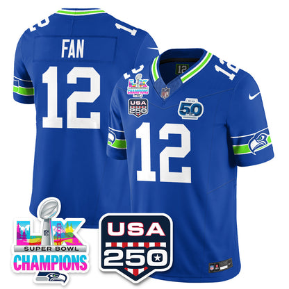 SEA S.Bowl LX & 50th Patch Champions Vapor Limited Jersey - Stitched -DMQ