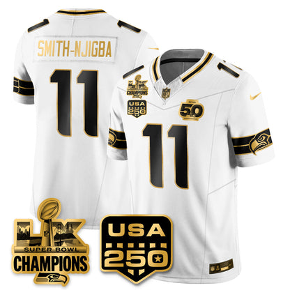 SEA S.Bowl LX & 50th Patch Champions Vapor Limited Jersey - Stitched -DMQ