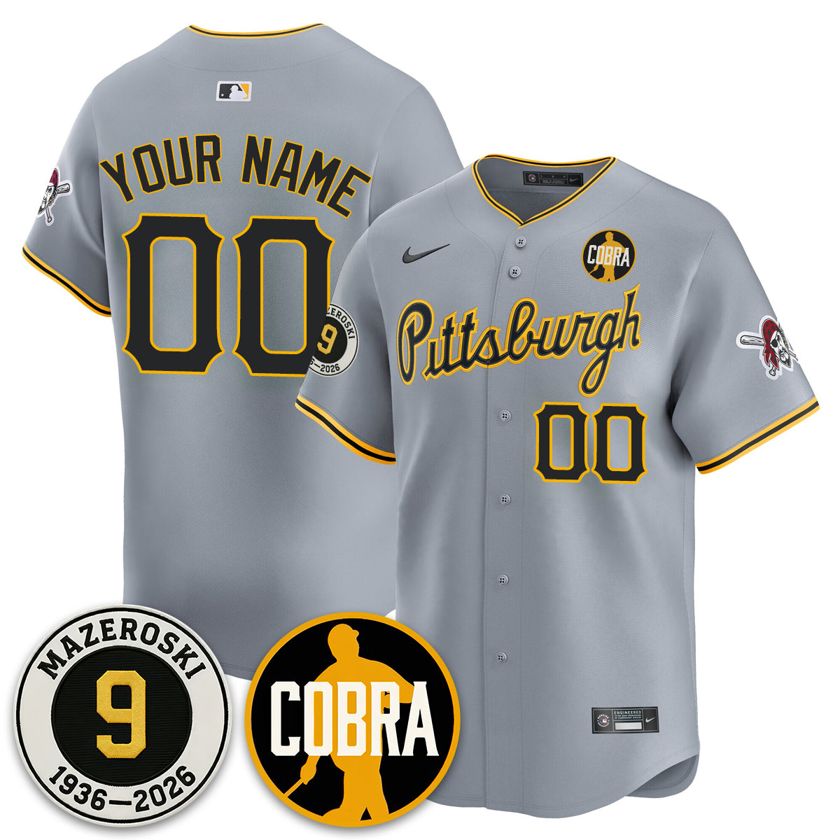 PIT Memories Vapor Limited Custom Jersey - Bill Mazeroski Patch - Stitched