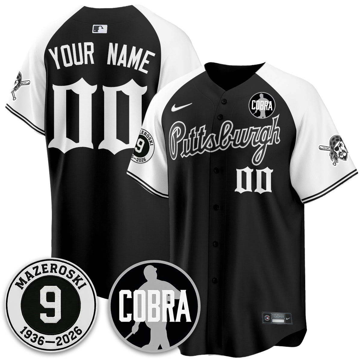 PIT Memories Vapor Limited Gothic Custom Jersey - Bill Mazeroski Patch - Stitched