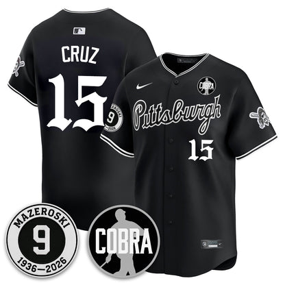 PIT Memories Vapor Limited Gothic Jersey - Bill Mazeroski Patch - Stitched