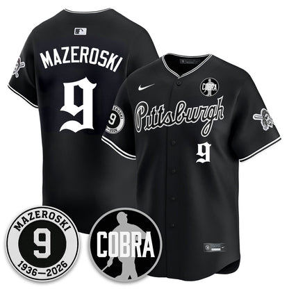 PIT Memories Vapor Limited Gothic Jersey - Bill Mazeroski Patch - Stitched