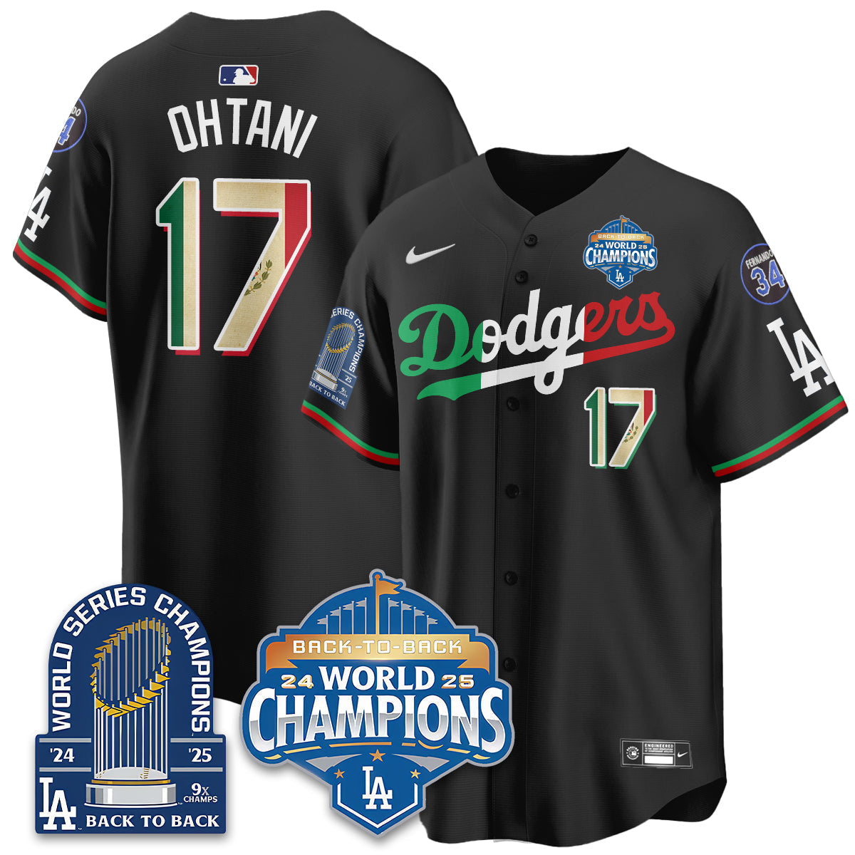 LAD Mexico World Series Champions Jersey - 9x Champs - Stitched