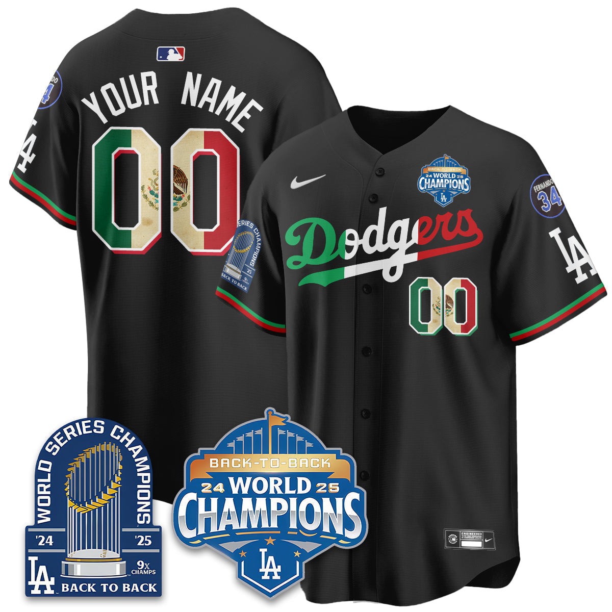 Custom LAD Mexico World Series Champions Jersey - 9x Champs - Stitched