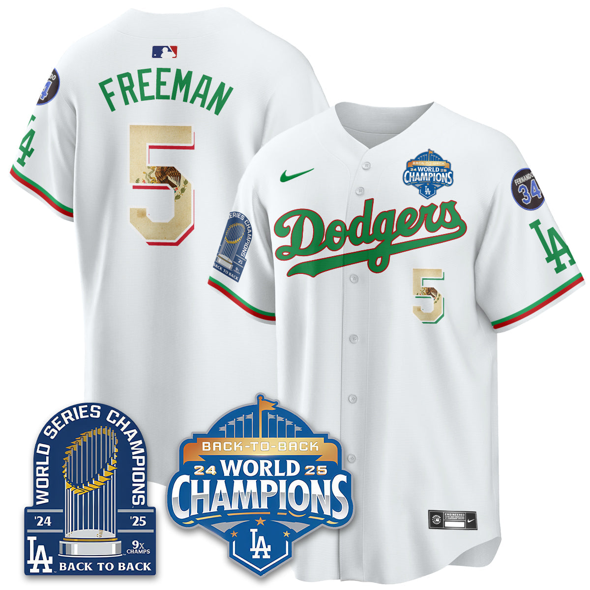 LAD Mexico World Series Champions Jersey - 9x Champs - Stitched