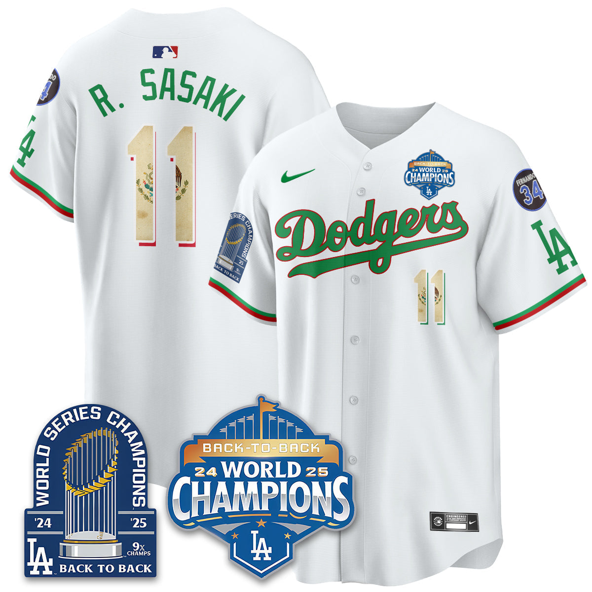 LAD Mexico World Series Champions Jersey - 9x Champs - Stitched