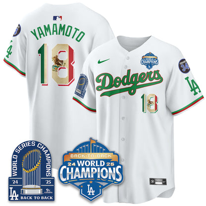LAD Mexico World Series Champions Jersey - 9x Champs - Stitched
