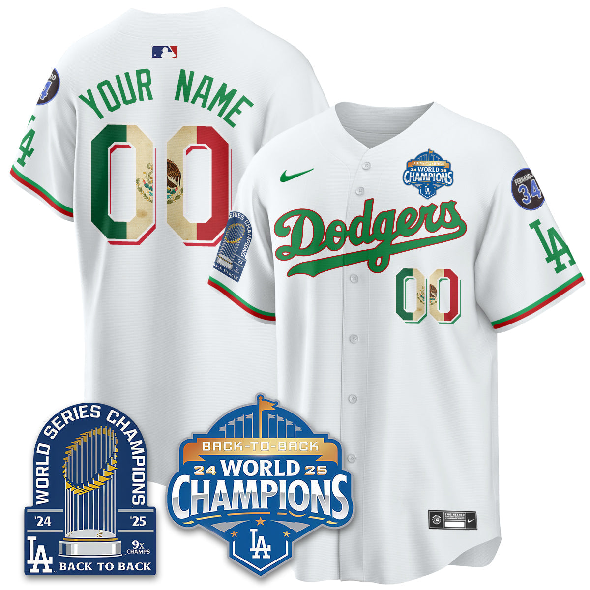LAD Mexico World Series Champions Jersey - 9x Champs - Stitched