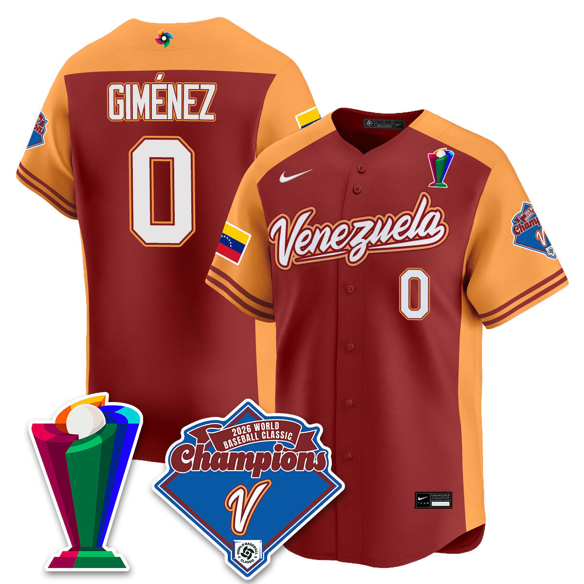 Venezuela Baseball 2026 World Baseball Classic Champions Limited Jersey - Stitched