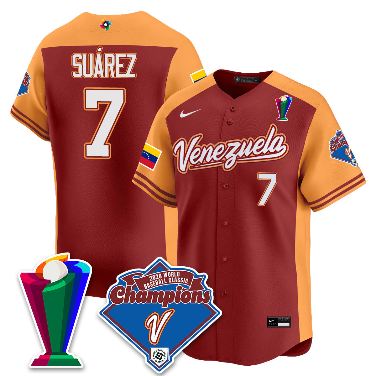 Venezuela Baseball 2026 World Baseball Classic Champions Limited Jersey - Stitched