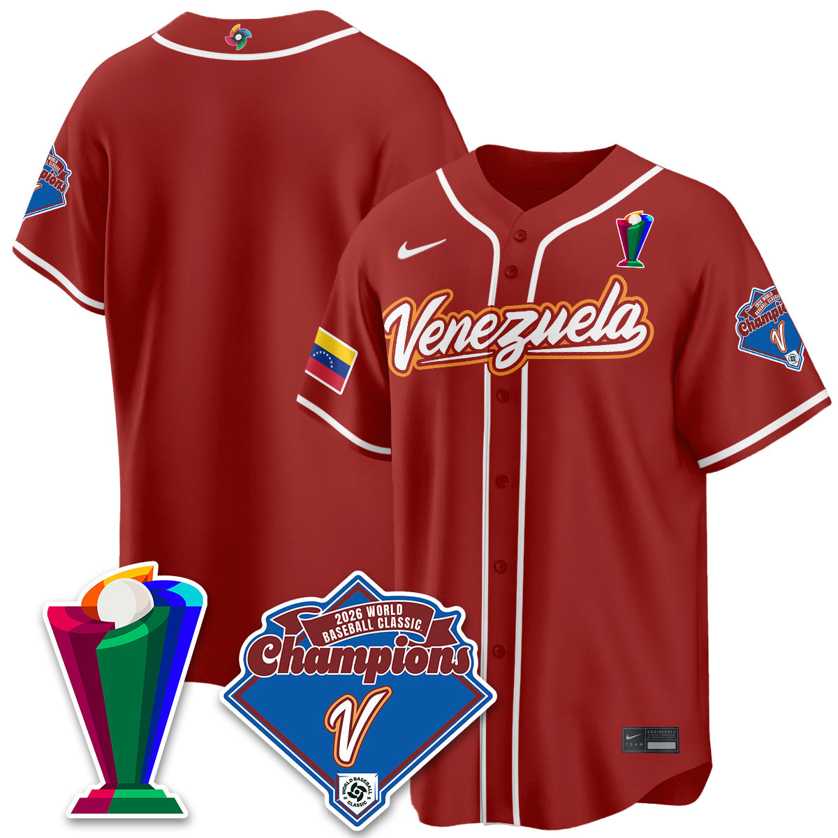 Venezuela Baseball 2026 World Baseball Classic Champions Limited Jersey - Stitched