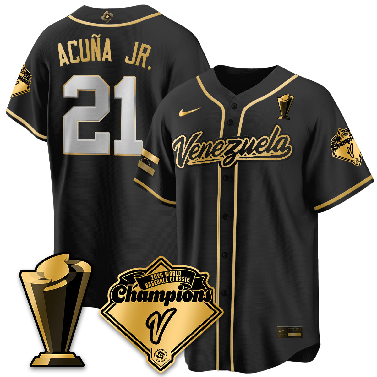 Venezuela Baseball 2026 World Baseball Classic Champions Limited Jersey - Stitched