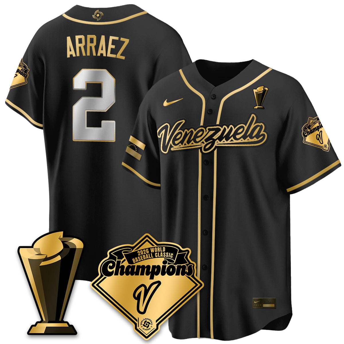 Venezuela Baseball 2026 World Baseball Classic Champions Limited Jersey - Stitched