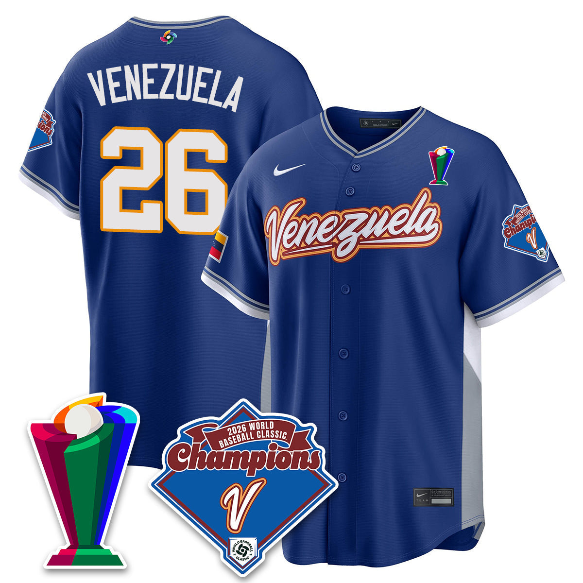 Venezuela Baseball 2026 World Baseball Classic Champions Limited Jersey - Stitched
