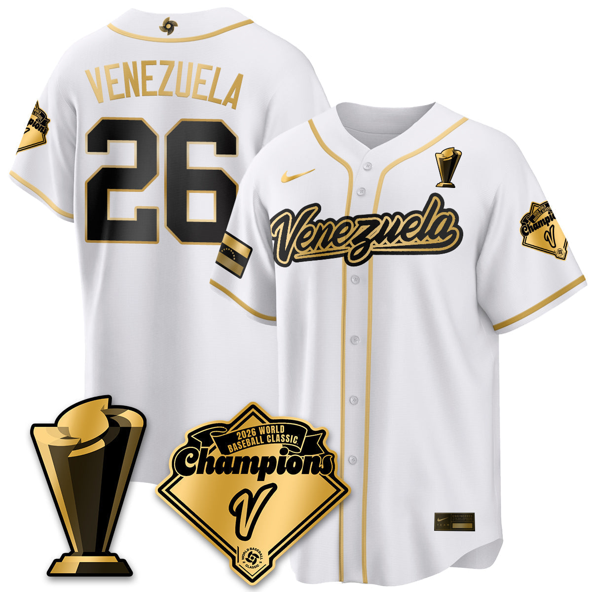 Venezuela Baseball 2026 World Baseball Classic Champions Limited Jersey - Stitched