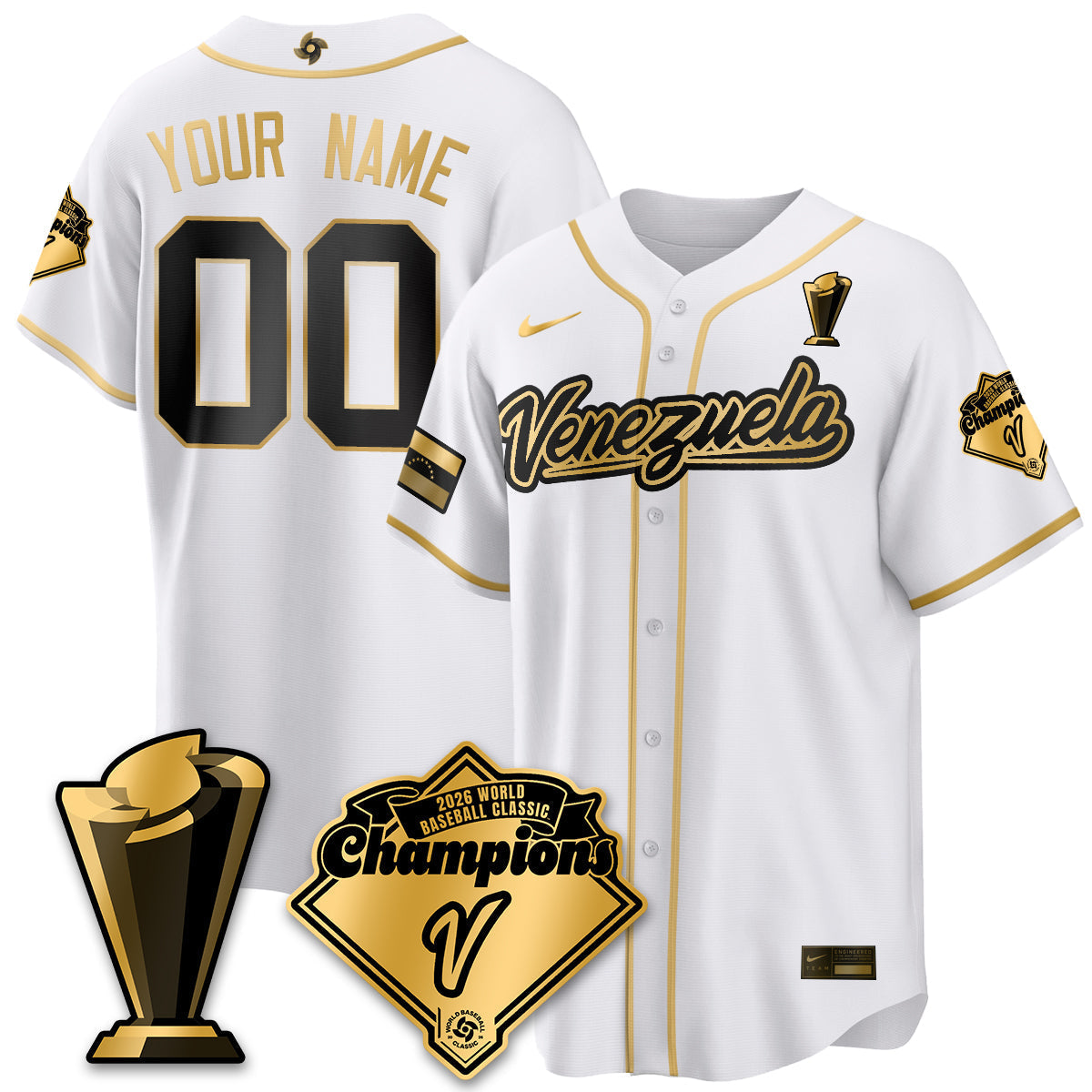 Venezuela Baseball 2026 World Baseball Classic Champions Limited Custom Jersey - Stitched