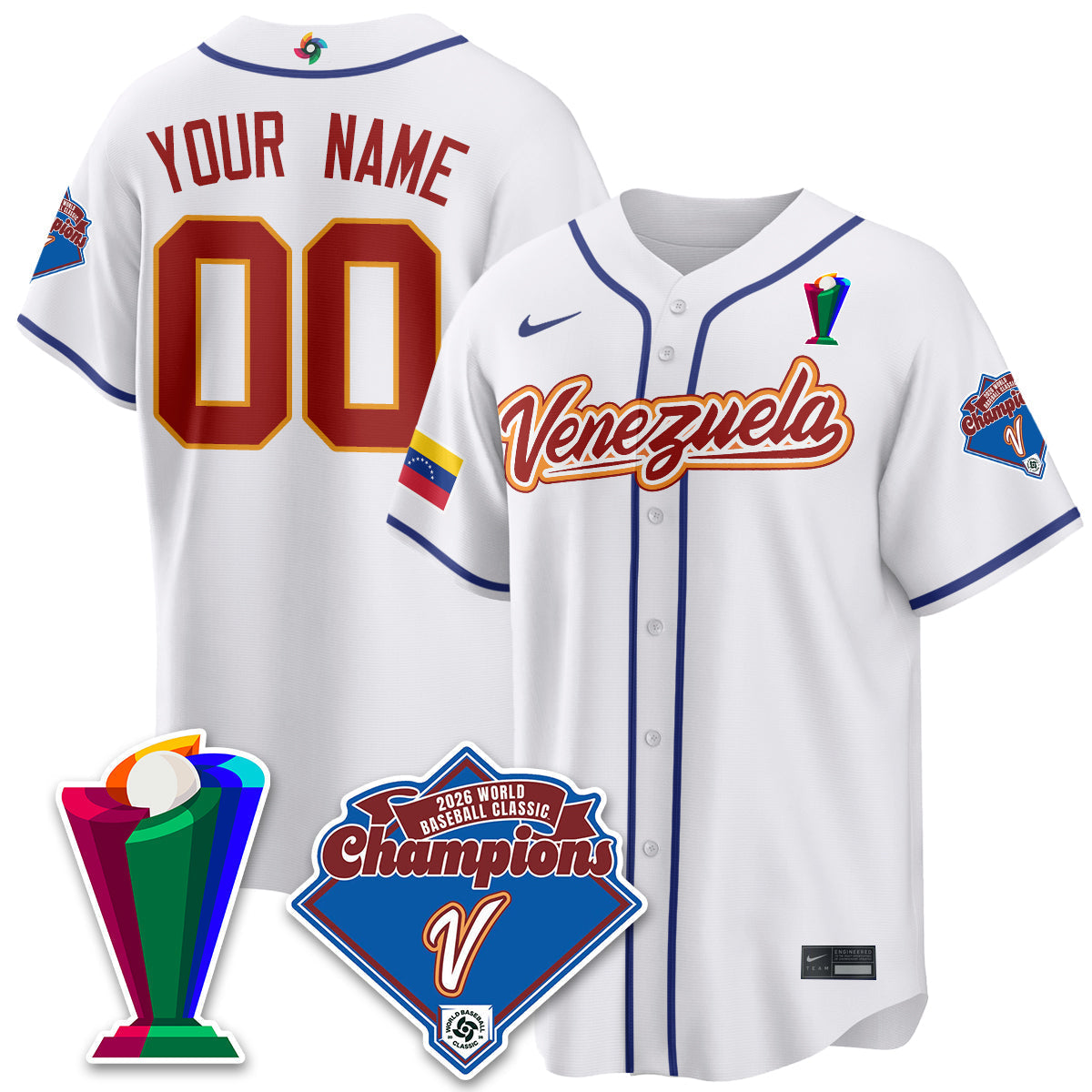 Venezuela Baseball 2026 World Baseball Classic Champions Limited Jersey - Stitched