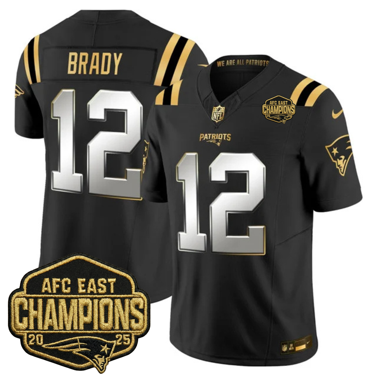 NE 2025 AFC East Champions Gold Vapor Limited Jersey - Stitched