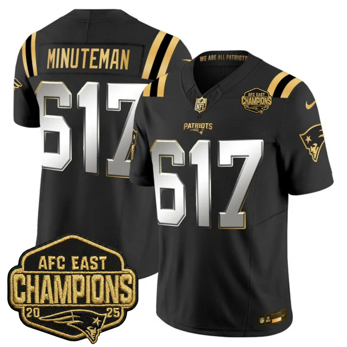 NE 2025 AFC East Champions Gold Vapor Limited Jersey - Stitched