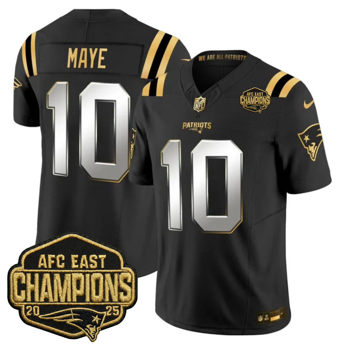 NE 2025 AFC East Champions Gold Vapor Limited Jersey - Stitched