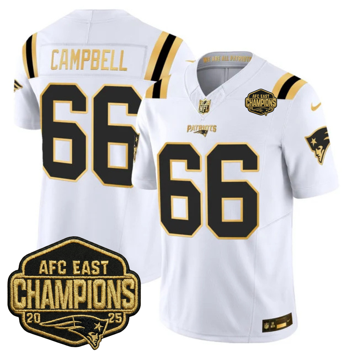 NE 2025 AFC East Champions Gold Vapor Limited Jersey - Stitched