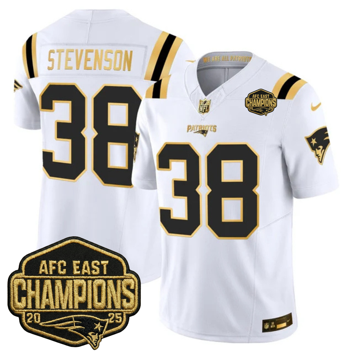 NE 2025 AFC East Champions Gold Vapor Limited Jersey - Stitched