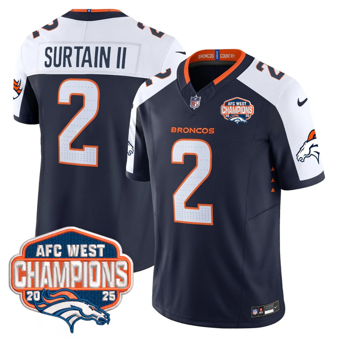 DEN AFC West Champions Patch Vapor Limited Jersey V2 - Stitched