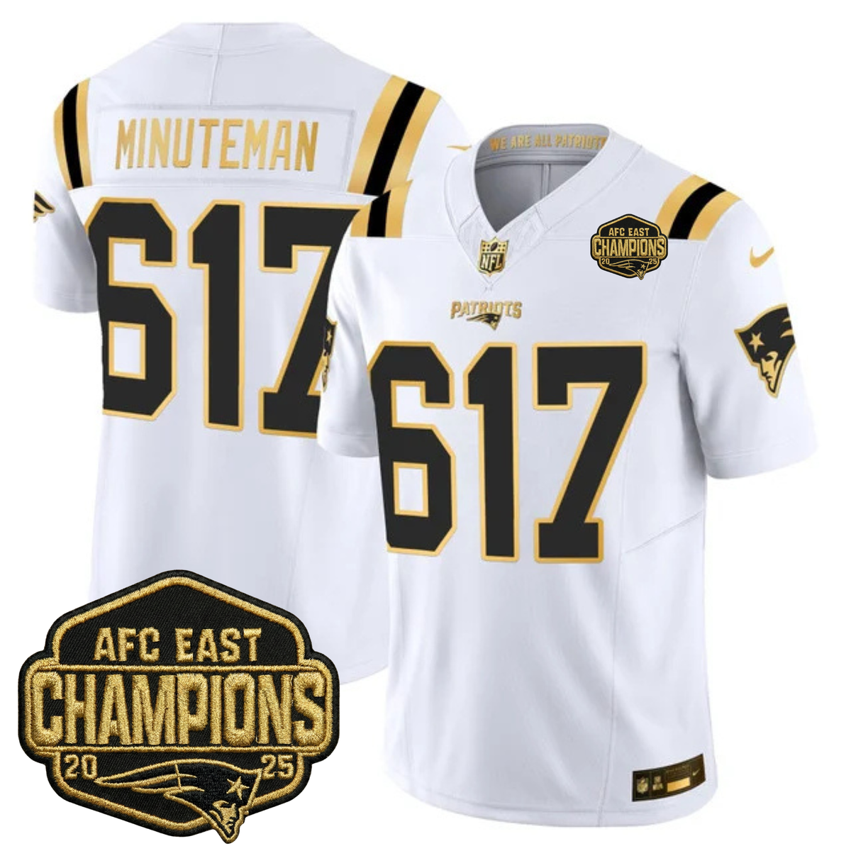 NE 2025 AFC East Champions Gold Vapor Limited Jersey - Stitched