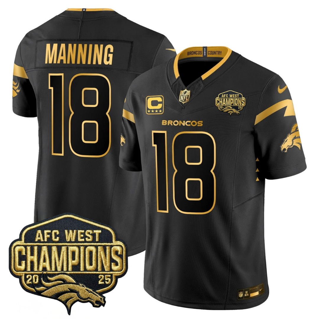 DEN AFC West Champions Patch Gold Vapor Limited Jersey - Stitched