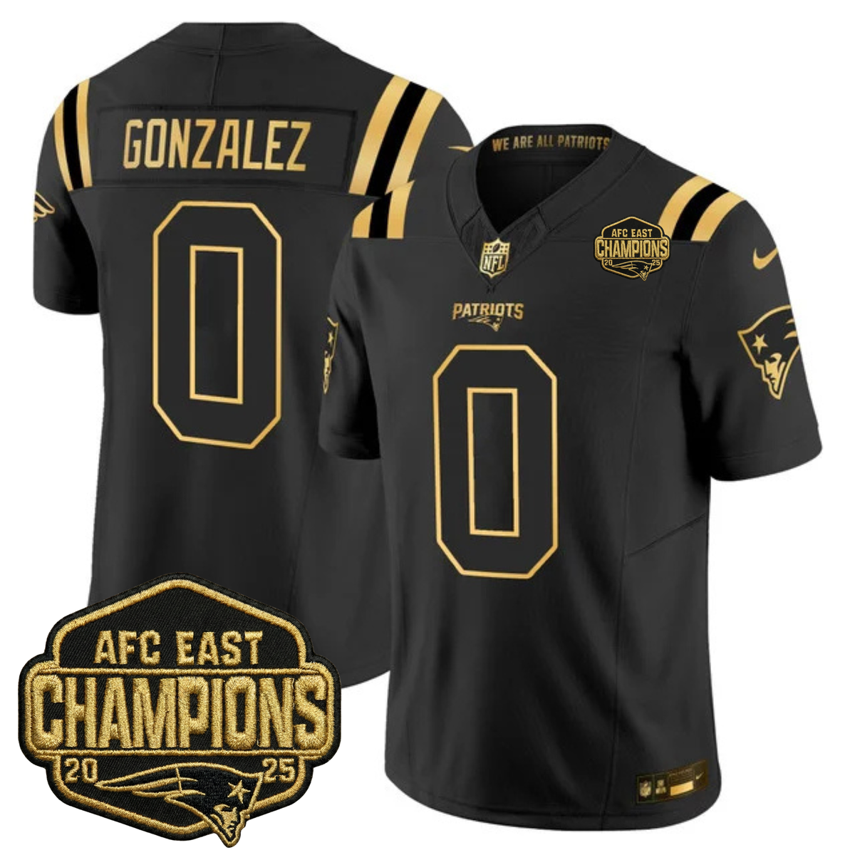 NE 2025 AFC East Champions Gold Vapor Limited Jersey - Stitched