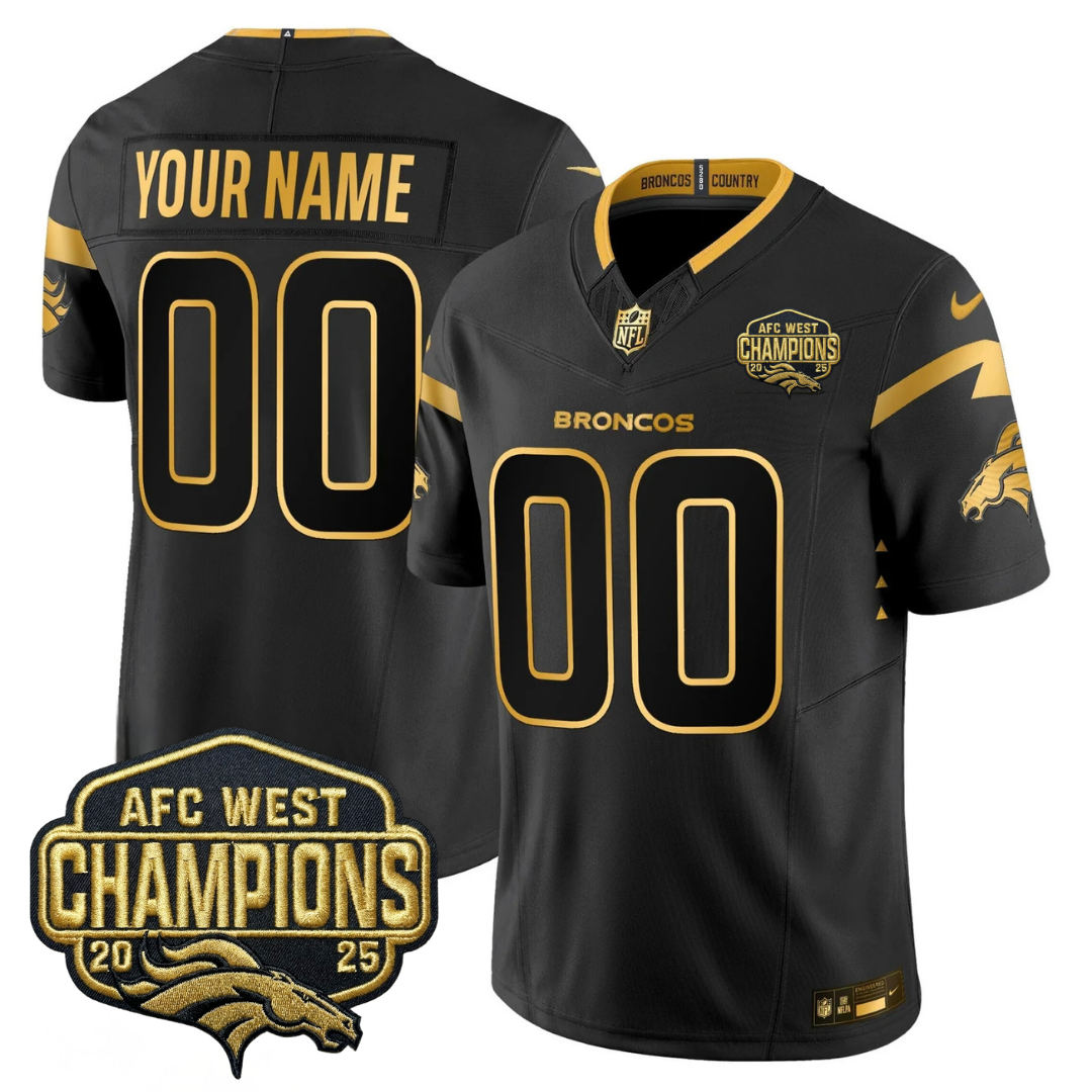 DEN AFC West Champions Patch Gold Vapor Limited Jersey - Stitched