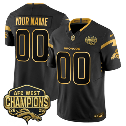DEN AFC West Champions Patch Gold Vapor Limited Jersey - Stitched