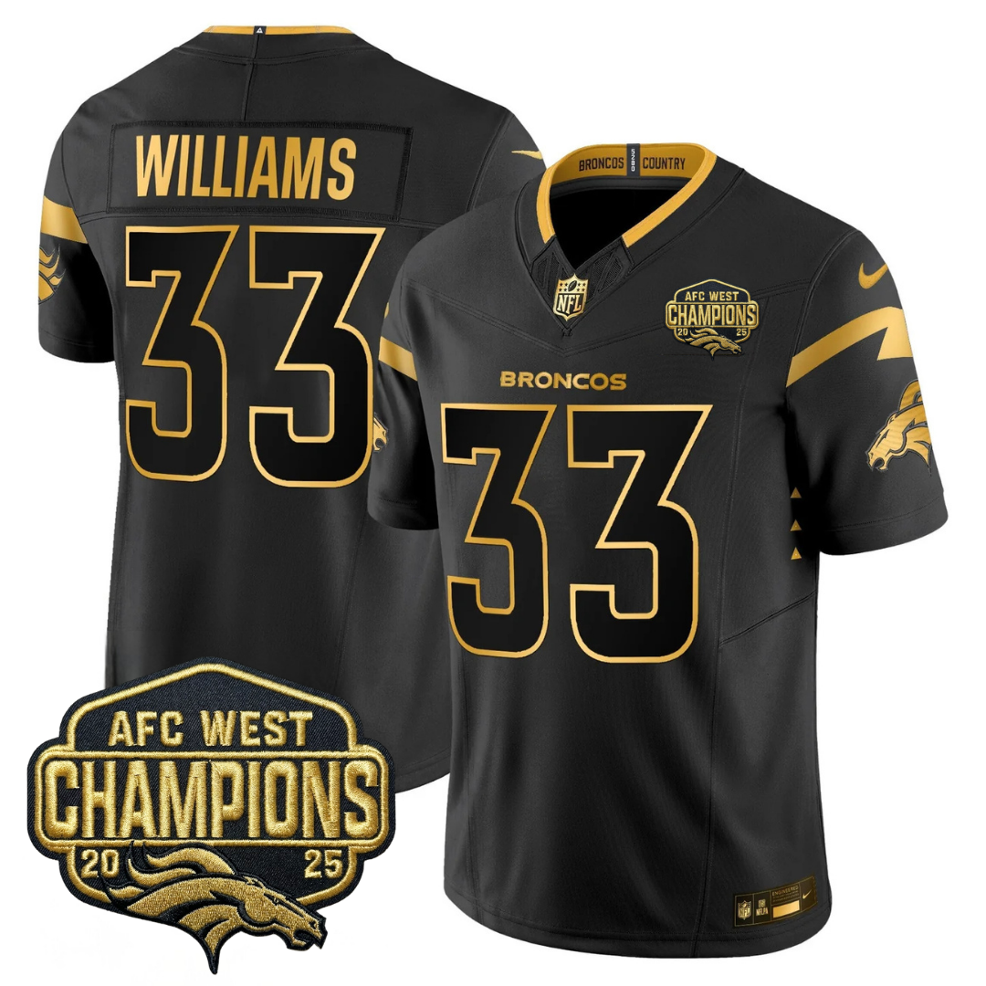 DEN AFC West Champions Patch Gold Vapor Limited Jersey - Stitched
