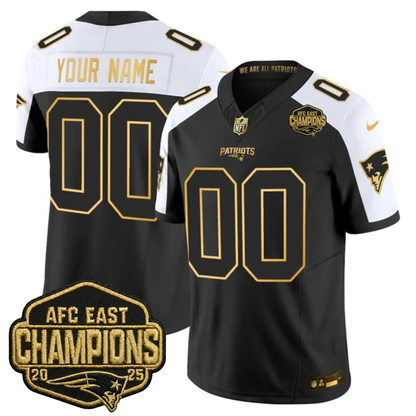 NE 2025 AFC East Champions Gold Vapor Limited Custom Jersey - Stitched