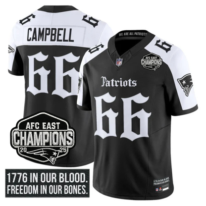 NE 'Gothic Revolution Edition' AFC East Champions Patch Vapor Limited Jersey - Stitched
