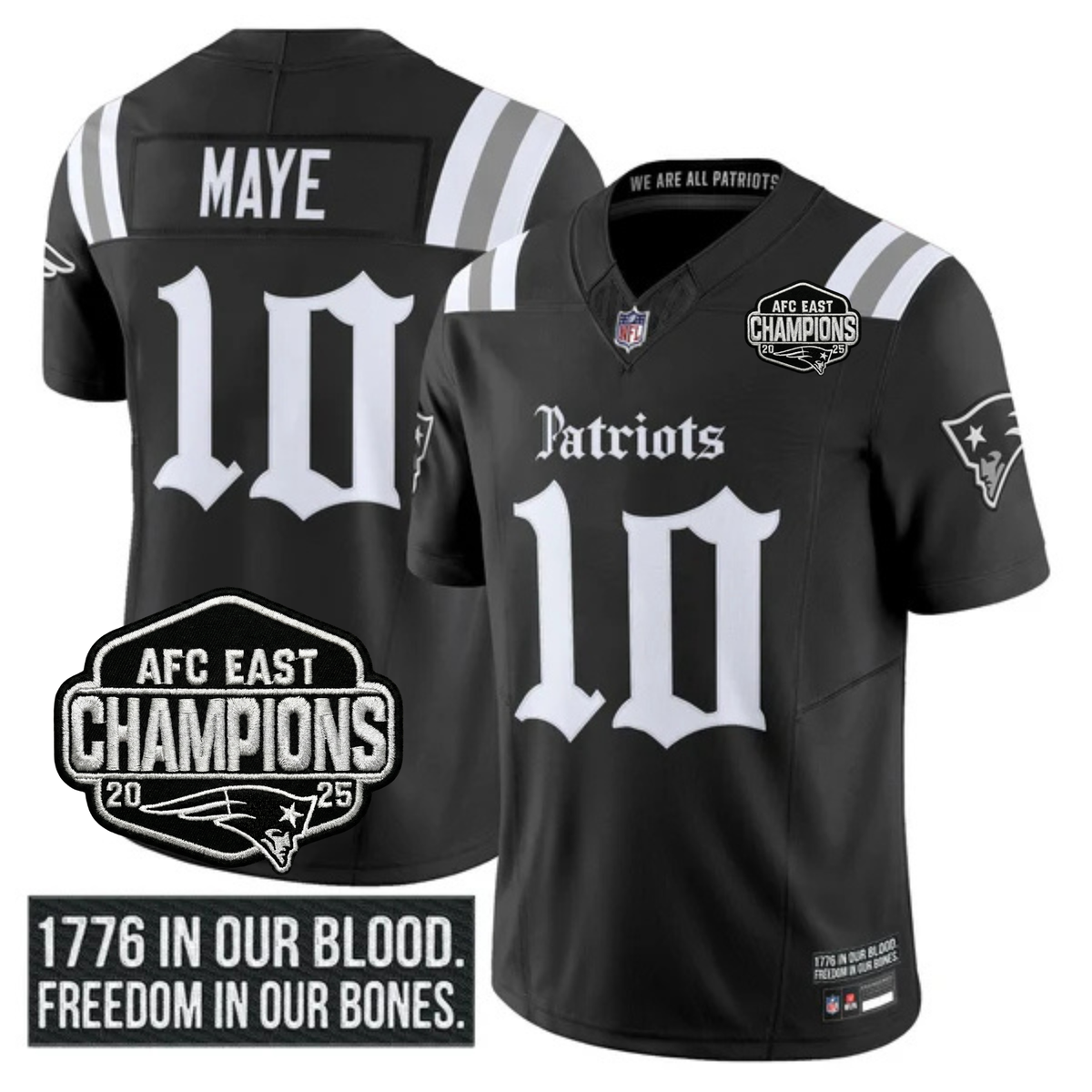NE 'Gothic Revolution Edition' AFC East Champions Patch Vapor Limited Jersey - Stitched