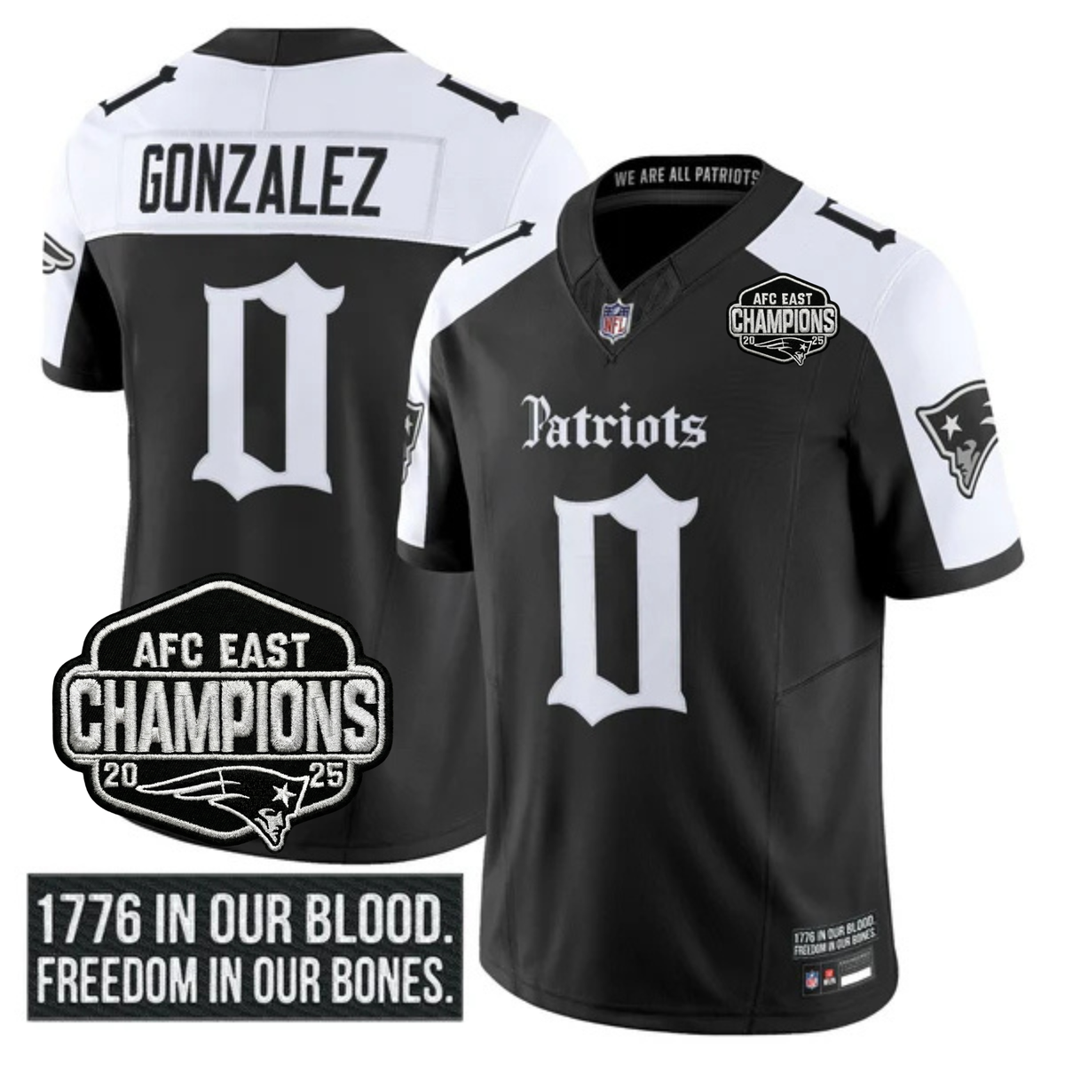 NE 'Gothic Revolution Edition' AFC East Champions Patch Vapor Limited Jersey - Stitched