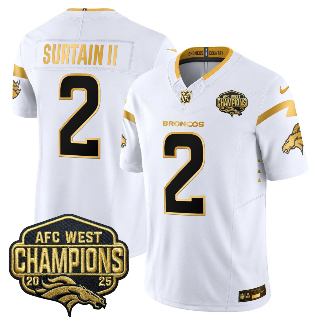 DEN AFC West Champions Patch Gold Vapor Limited Jersey - Stitched