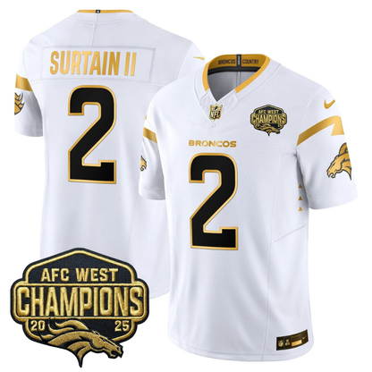DEN AFC West Champions Patch Gold Vapor Limited Jersey - Stitched