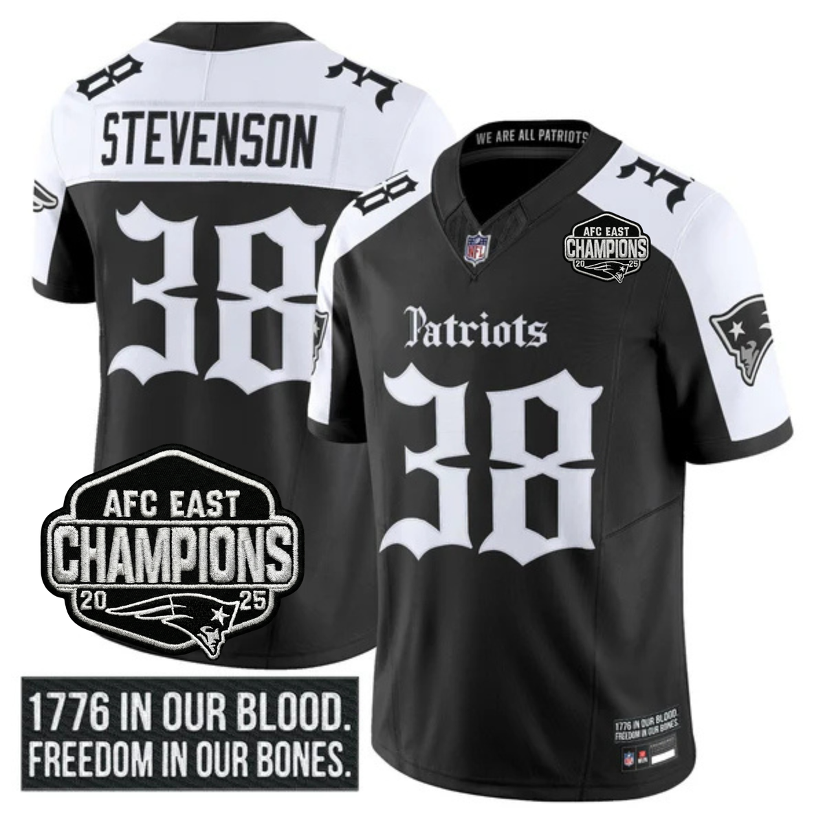 NE 'Gothic Revolution Edition' AFC East Champions Patch Vapor Limited Jersey - Stitched