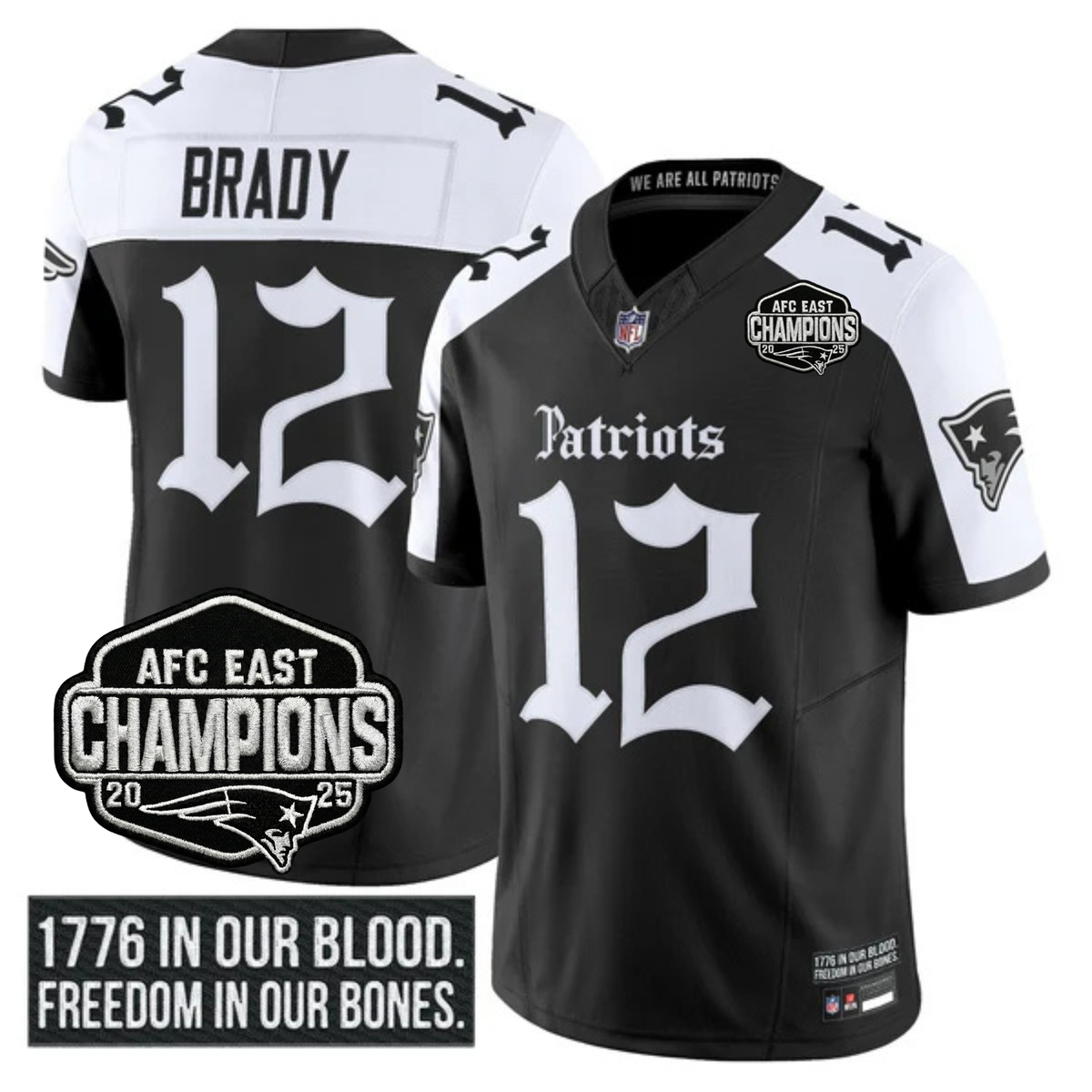 NE 'Gothic Revolution Edition' AFC East Champions Patch Vapor Limited Jersey - Stitched